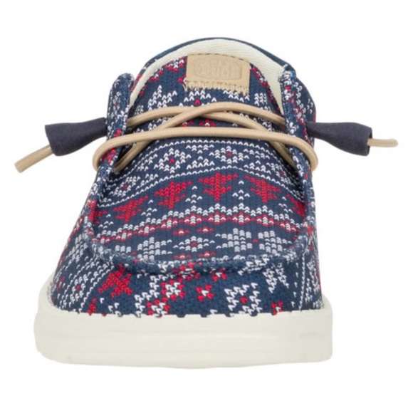 HeyDude Wendy Winter Sweater Patterned Slip-On Shoes w/ Blue and Red Accents W7 - Picture 12 of 16